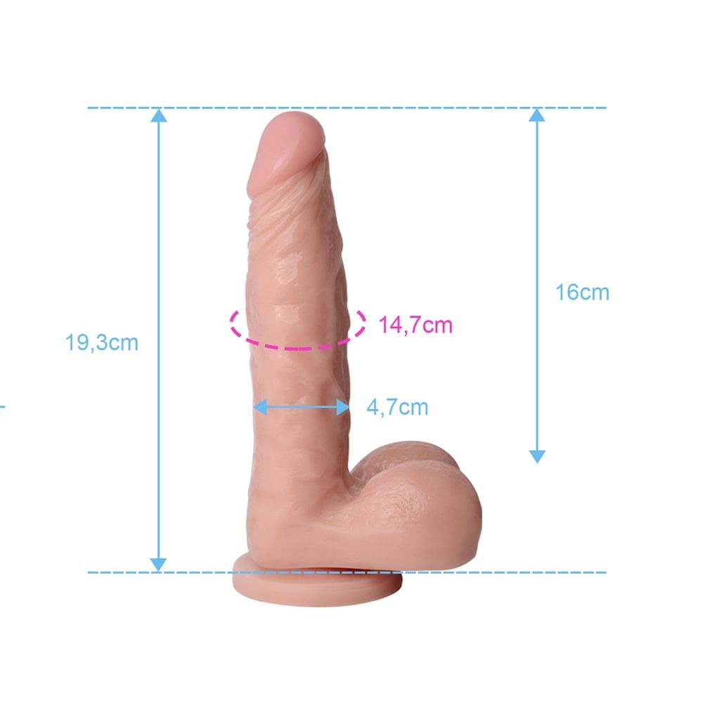 Pênis de Borracha com Escroto e Ventosa – Textura Realística e Flexível – Veias e Glande Destacadas - 19,3cm Comprimento x 4,7cm Largura 2 Pênis de Borracha com Escroto e Ventosa – Textura Realística e Flexível – Veias e Glande Destacadas – 19,3cm Comprimento x…