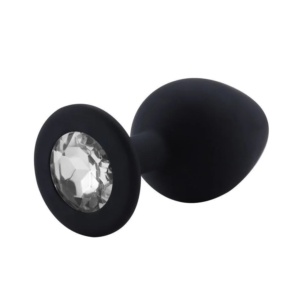 Plug Anal com Joia Brilhante em Silicone Macio – Silicone Aveludado – Tamanho Grande (G)