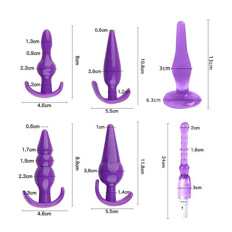 Kit Anal com 7 Peças no Total – 6 Plugs Anais - 1 Vibrador (Utiliza 1 Pilha AA) - Silicone Macio e Flexível – Medidas Variadas Contendo Peças do P ao G - Kit Voltado para Pessoas Iniciantes ou já Praticantes 2 Kit Anal com 7 Peças no Total – 6 Plugs Anais - 1 Vibrador (Utiliza 1 Pilha AA) - Silicone Macio e Flexível – Medidas Variadas Contendo Peças do P ao G - Kit Voltado para Pessoas Iniciantes ou já Praticantes - Imagem 2