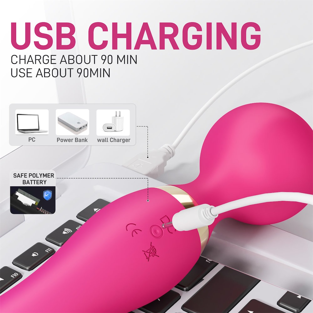 Vibrador Varinha Mágica - Dupla Estimulação Ponto G e Clitóris - 20 Modos de Vibração - 8 Níveis de Velocidade - Recarregável - Resistente a Água 5 Vibrador Varinha Mágica - Dupla Estimulação Ponto G e Clitóris - 20 Modos de Vibração - 8 Níveis de Velocidade - Recarregável - Resistente a Água - Imagem 5