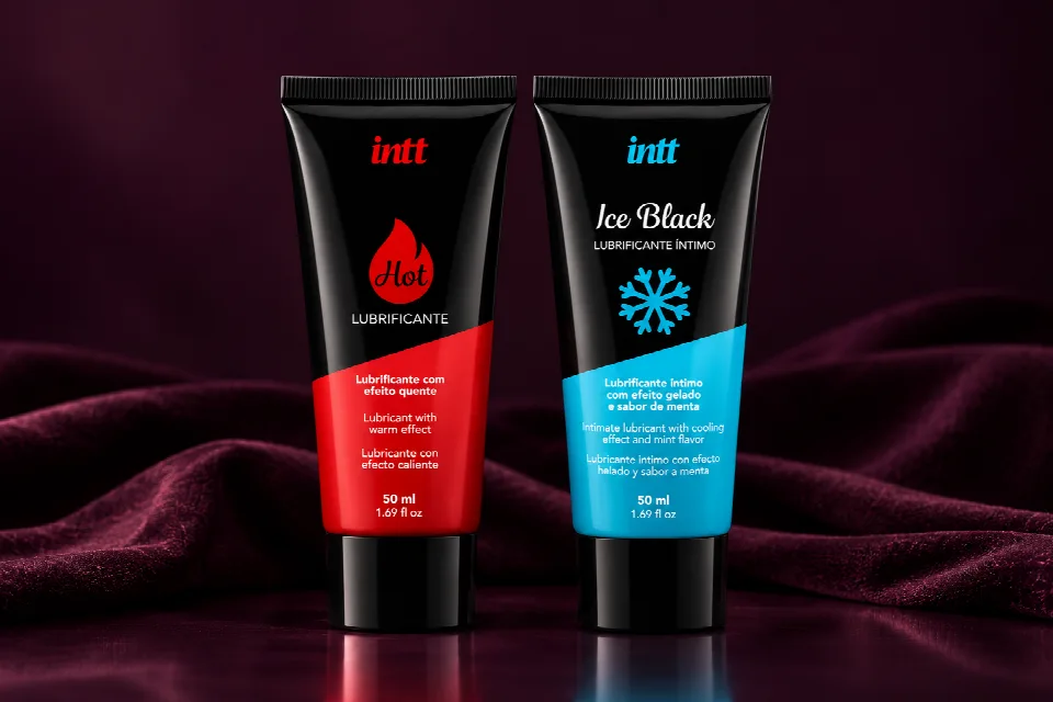 Dois lubrificantes INTT Hot e Ice Black, uma das combinações dos kits Santa Bronx